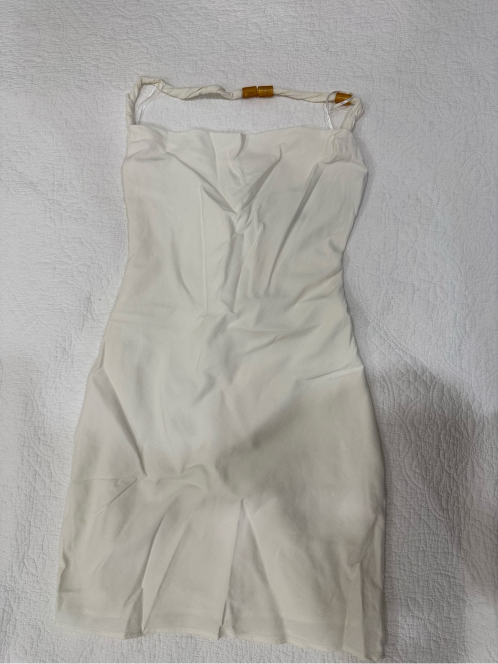 Zara Cream Strapless Mini Dress with Gold Accent